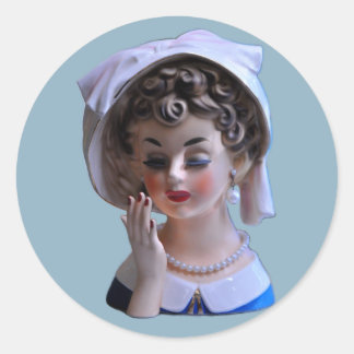 Stylin' Lady Head Vase Manicure Big Hat Runder Aufkleber