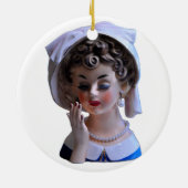 Stylin' Lady Head Vase Manicure Hat Eyelashes Keramik Ornament (Hinten)