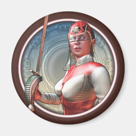 Stylin' Space Pirate Round Magnet (Vorne)