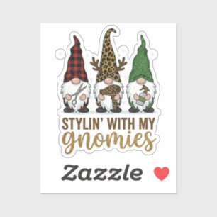 Stylin’ With My Gnomies Friseur Weihnachten Aufkleber