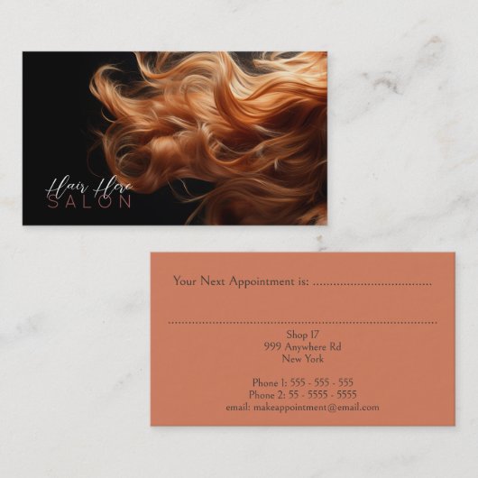 Styling Hair Salon Termin Business Card (Vorne/Hinten)