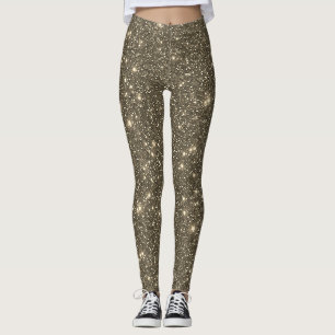 Stylisch Antik-Gold Monochrom Glitter Funkeln Leggings