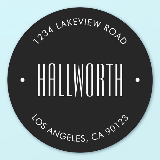 Stylisch bearbeitbarer Nachname & Circular Text Runder Aufkleber