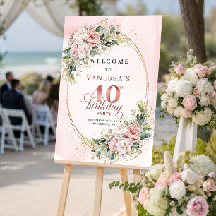 Stylisch Boho Hellrosa Grün 40. Geburtstag Poster