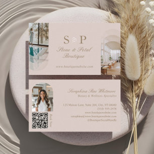 Stylisch Chic Elegante Arch-Fotos Monogramm QR-Cod Visitenkarte