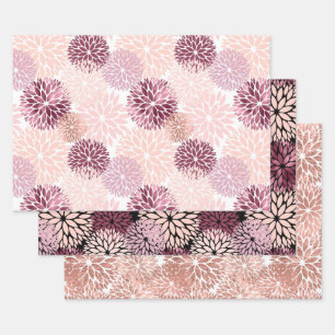 Stylisch Chic Rosa Floral Geschenkpapier Set