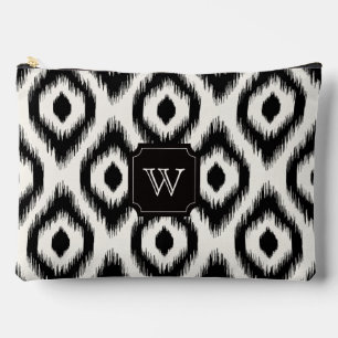 Stylisch Chic Schwarz Elfenbein Diamant Ikat Monog Zubehörtasche