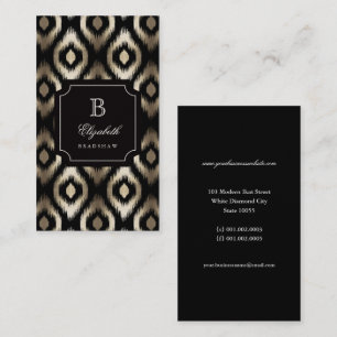 Stylisch chic schwarze Goldfolie Diamant Ikat Mono Visitenkarte