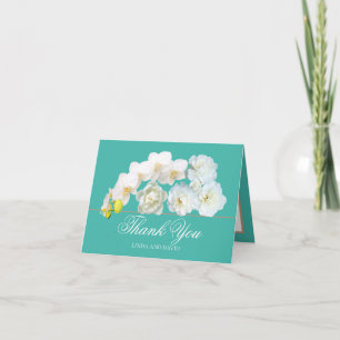Stylisch Chic Weiße Rosen Orchideen Pfingstrose Da Dankeskarte