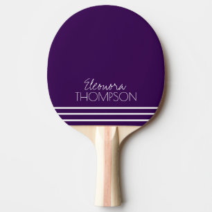 Stylisch einfaches gestreiftes Monogramm Lila Tischtennis Schläger