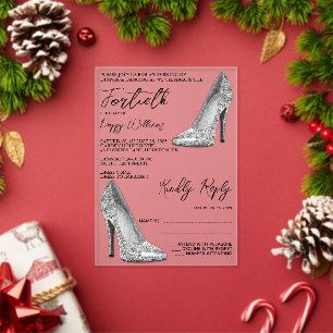 Stylisch Elegant, Silberne Stilettos 40. Geburtsta Acryleinladungen