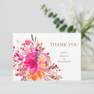 Stylisch elegante rosa florale benutzerdefinierte  dankeskarte