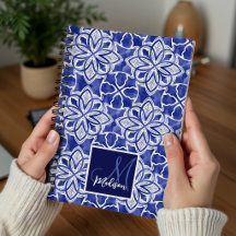 Stylisch girly blau-graues initial Monogramm