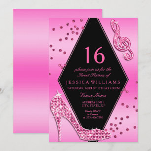 Stylisch hübsche glitzernde rosa Sweet 16 Einladung