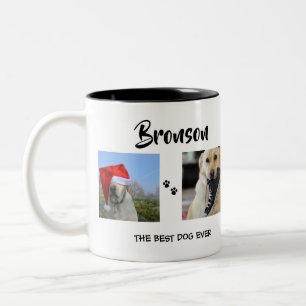 Stylisch Hund 4 Foto-Collage Zweifarbige Tasse