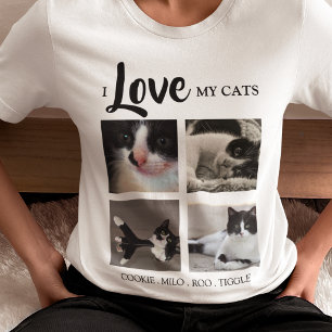 Stylisch Ich liebe meinen Katze Foto T-Shirt