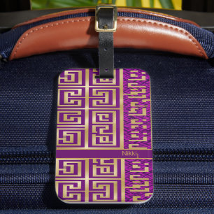 Stylisch Modern Royalviolett und Gold Geometrisch Gepäckanhänger