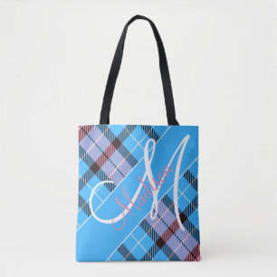 Stylisch Pink Blau Kariert Tartan Fügen Sie Ihre Tasche