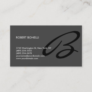 Stylisch trendige graue schwarze Monogramm Visitenkarte