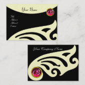 STYLISCH WINGS MONOGRAM, RED RUBY, Fuchsia Gold Visitenkarte (Vorne/Hinten)