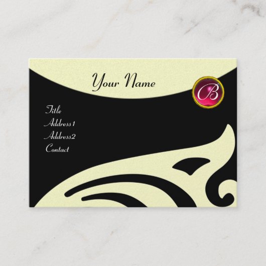 STYLISCH WINGS MONOGRAM, RED RUBY, Fuchsia Gold Visitenkarte (Vorderseite)