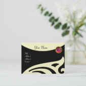 STYLISCH WINGS MONOGRAM, RED RUBY, Fuchsia Gold Visitenkarte (Stehend Vorderseite)