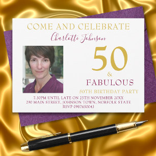 Stylische 50 und Fabelhafte Foto 50. Geburtstagsfe Einladung