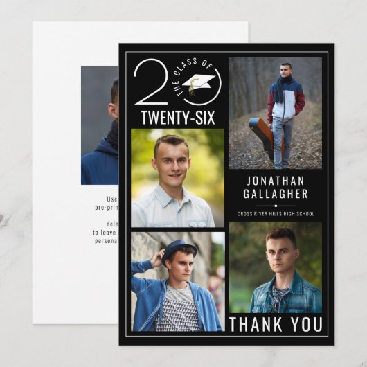 Stylische Abschluss der Klasse 5 Foto mit benutzer Dankeskarte (Vorne/Hinten)