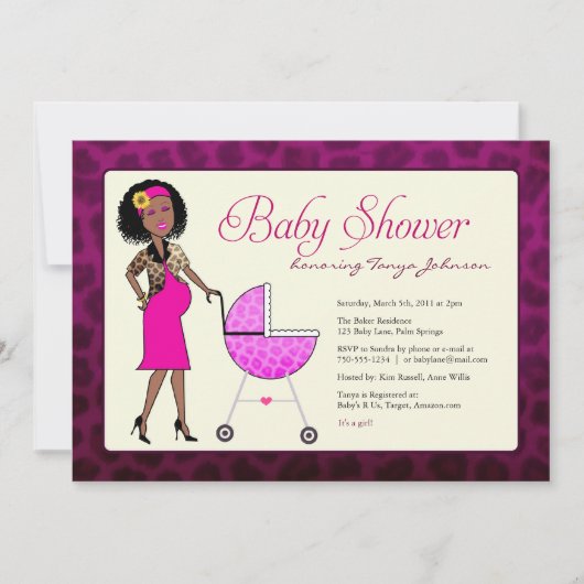 Stylische Afro American Baby Dusche Einladung (Vorderseite)