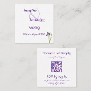 Stylische Aquarell-Iris Lila Acryl-Hochzeit Begleitkarte