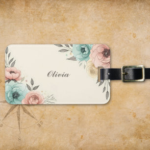 Stylische Aquarell-Skizzen-Blumen Gepäckanhänger
