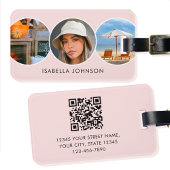 Stylische benutzerdefinierte Fotos QR-Code Rosa ro Gepäckanhänger