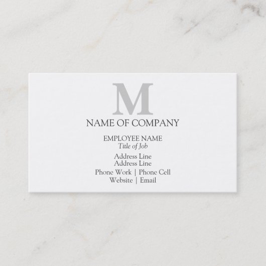 Stylische, benutzerdefinierte Monogramm-Vorlage Visitenkarte (Vorderseite)