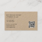 Stylische Berufliche QR Code Monogram Kraft Visitenkarte (Rückseite)