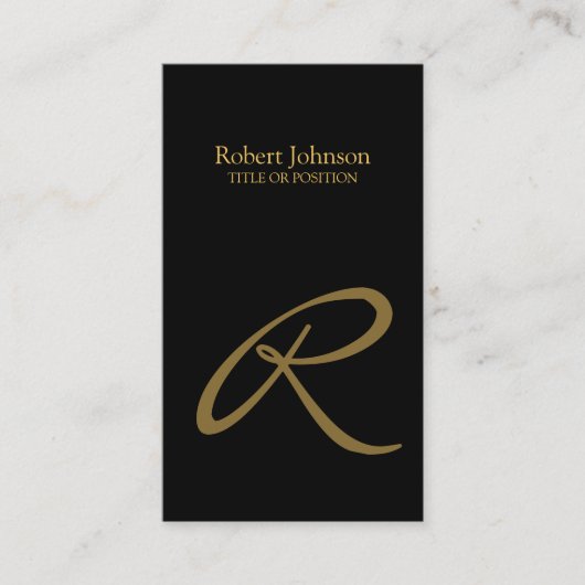 Stylische Black Gold Monogram Business Card Visitenkarte (Vorderseite)