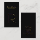 Stylische Black Gold Monogram Business Card Visitenkarte (Vorne/Hinten)