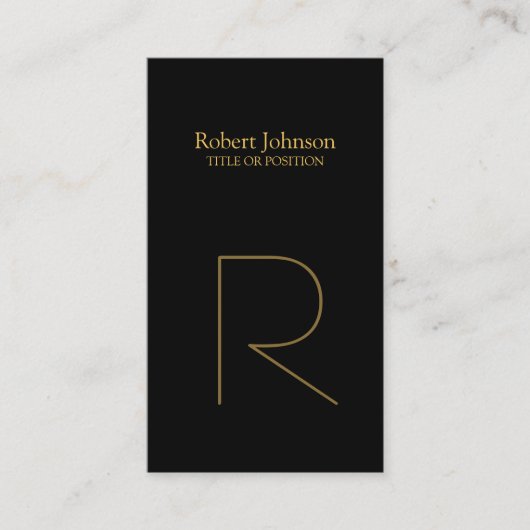 Stylische Black Gold Monogram Business Card Visitenkarte (Vorderseite)