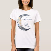 stylische blaue Blumen Mond Team Junge Dusche T-Shirt (Vorderseite)