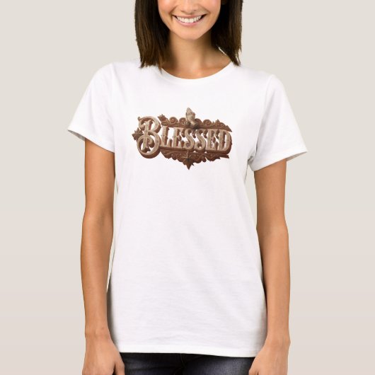 Stylische BLESSED Modekunst T-Shirt (Vorderseite)