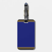 Stylische Blue Gold Letters Stripes Custom Bag ID Gepäckanhänger (Rückseite vertikal)