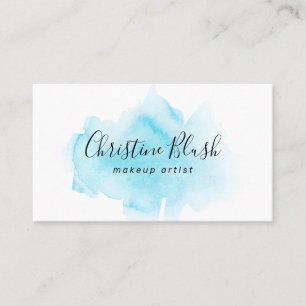 Stylische Blue Watercolor Splash MUA Business Card Visitenkarte