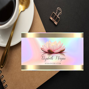 Stylische Blumen-Goldstreifen-Holografie-Yoga  Visitenkarte