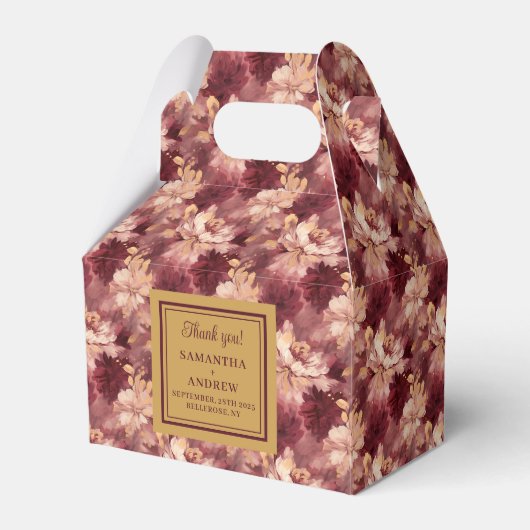 Stylische Blush Burgundy Gold Boho Gastgeschenk Ho Geschenkschachtel (Vorderseite)