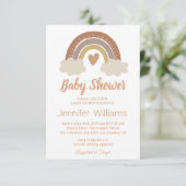 stylische, braune niedliche Regenbogenherzendusche Einladung (Stehend Vorderseite)