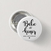 Stylische Brautjungfer in Schwarz und Weiß Button (Vorne & Hinten)