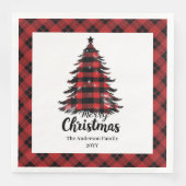 Stylische Büffel-Weihnachtsbaum-Serviettenvorlage Serviette (Vorderseite)