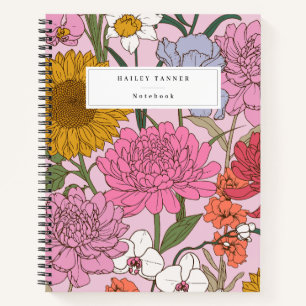 Stylische bunte Blumen Botanical Chic Floral Notizblock