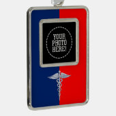 Stylische Caduceus Medical Symbol League Rahmen-Ornament Silber (Rechts)