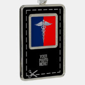 Stylische Caduceus Medical Symbol League Rahmen-Ornament Silber (Rechts)