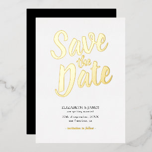 Stylische Chic Save The Date Einladung mit Goldfol